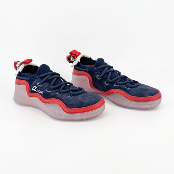 Christian Louboutin Arpoador Navy Drawstring Sock Sneakers Size 37 US 7 Women's - Picture 1 of 15